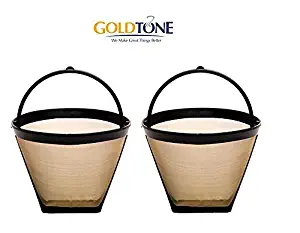 GoldTone Reusable 4 Cup No.2 Cone Coffee Filter - No.2 Cone Permanent Coffee Filter - Replacment #2 Cone Coffee Filter fits Cuisinart, Krups, Most other No.2 Cone Coffee Makers - 2 Pack