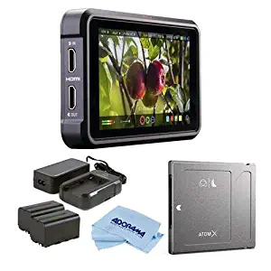 Atomos Ninja V 5" Touchscreen Recording Monitor, 1980x1080, 4K HDMI Input - Bundle Power Kit, Angelbird AtomX SSDmini 500GB External Solid State Drive, Microfiber Cloth