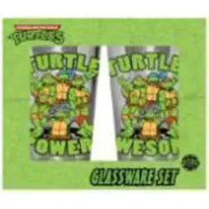 Silver Buffalo NT031P6 Nickelodeon Teenage Mutant Ninja Turtles Turtle Power and Turtles Awesome Pint Glass Set, 2-Pack
