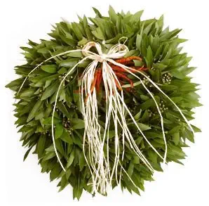 McFadden Farm Fresh Bay Leaf Wreath with Chilies and Raffia