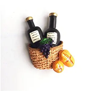 Resin Wine and Bread Figurine Refrigerator Magnets Souvenir Tourist Gift