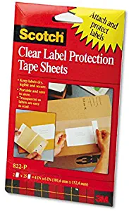 Scotch 822P ScotchPad Label Protection Tape Sheets, 4 x 6, Clear, 25/Pad, 2 Pads/Pack