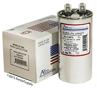 (2) Pack - Lennox 39H5801-40 uf 370/440 Volt Volt VAC AmRad Round Run Capacitor, Made in The U.S.A.