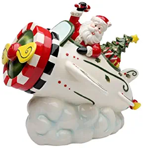 Cosmos Gifts 10653 Santa in Airplane Cookie Jar, 9-5/8-Inch