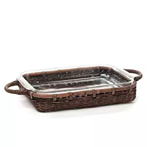 The Basket Lady Wicker Casserole Basket, 3 Quart, Antique Walnut Brown