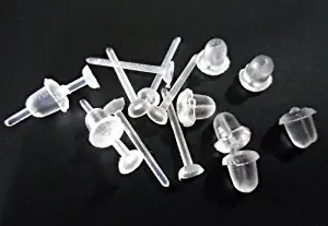 Cooplay 3mm Invisible Plastic Earrings Blank Pins Stud Tiny Head Findings DIY Supplies Back Post Earnuts Pad Nickel Free (100)