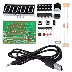 WHDTS 4 Bits Digital Clock Kits with PCB for Soldering Practice Learning Electronics with English Instructions