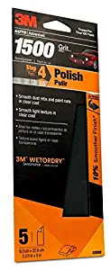 3M Wetordry Sandpaper, 03002, 1500 grit, 3 2/3 in x 9 in, 5 sheets per pack