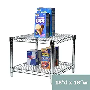 18" d x 18" w Chrome Wire Shelving with 2 Shelves
