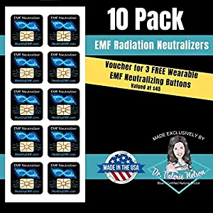 Cell Phone EMF Protection Radiation Neutralizers + Free EMF Neutralizer Button - Slim Design - Proudly Made in The USA - 10 or 20 Pack - Developed by Dr. Valerie Nelson