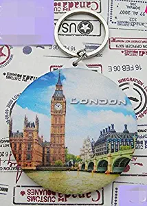 British tourist gift ornament mirror key chain Big Ben in London Fold skin surface