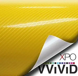 VViViD XPO Yellow 3D Carbon Fiber Vinyl Wrap Roll with Air Release Technology (3ft x 5ft)