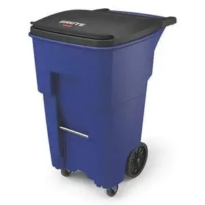 Rubbermaid Commercial Brute Rollouts with Casters, Square, 65 Gal, Blue