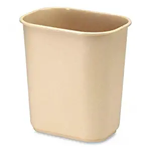 Wastebasket, 3-1/2 Gallon, Seamless Construction, 8-1/4"X11-3/8"x12-1/2", Beige RUB29550