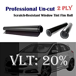 Mkbrother 2PLY 1.5mil Professional Uncut Roll Window Tint Film 20% VLT 24" in x 25' Ft Feet (24 X 300 Inch)