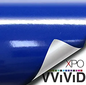 VVIVID XPO Glossy Dark Navy Blue Vinyl Car Wrap Film DIY Easy to Install No-Mess Decal (1ft x 5ft)