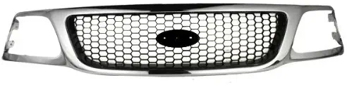 CarPartsDepot, 2WD Front Chrome Frame/Black Honeycomb Insert Grille Grill No Emblem Assembly, 400-18665-CB FO1200404 3L3Z8200BB