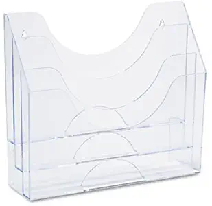 Three-Pocket File Folder Organizer, Plastic, 13 x 3 1/2 x 11 1/2, Clear, Total 4 EA, Sold as 1 Carton