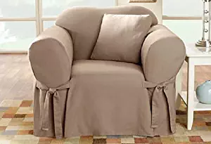 SureFit SF26664 Cotton Duck Heavyweight Chair Slipcover, Linen