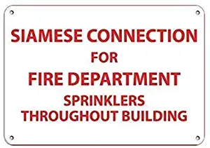 Metal Relief,12x16inches,Kitchen Decoration Bar Drinking Road Sign Room Metal Shop PosterFire Department Connection Sprinklers Throughout Building Sign