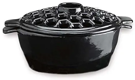 Plow & Hearth 33885BK 33885-BK 1.5 Qt. Cast Iron Lattice Steamer And Trivet Set, In Black, 1.5Qt,