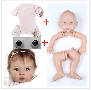 20 inch Blank Reborn Doll Kits with Suede Cloth Body and Acrylic Doll Eyes Unpained Silicone Vinyl Head + 3/4 Limbs DIY Doll Toy Accessories