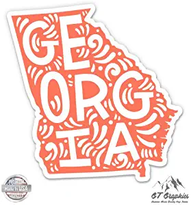 Georgia Shape Cute Letters Native Local - 3" Vinyl Sticker - For Car Laptop I-Pad Phone Helmet Hard Hat - Waterproof Decal