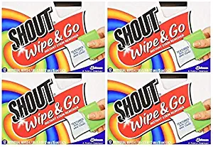 Shout Wipes - Portable Stain Treater Towelettes - (4- Pack,48 Wipes Count)