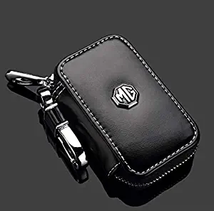 Wall Stickz car Sales Black Leather Car Key Case Remote Control Package Auto Key Chains (fit MG)