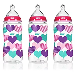 NUK Perfect Fit Baby Bottle, Girl, 10oz 3pk