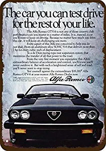 Yilooom 1983 Alfa Romeo Gtv-6 Car Vintage Look Replica Metal Sign 7" x 10"- Test Drive for Life