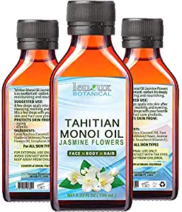 MONOI OIL JASMINE. Monoi Coconut Oil with Jasmine Oil for Hair, Face, Body, Lip, Nail Care. 3.33 Fl.oz.- 100 ml. by Lenoux Botanical