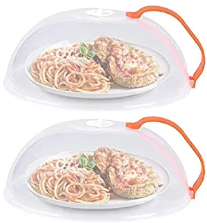 VonkPeter Microwave Plate Cover, Anti-Splatter Plate Lid with Steam Vents & Handle Microwave Food Cover, Food-Grade PP Material BPA-Free, 2 Pcs