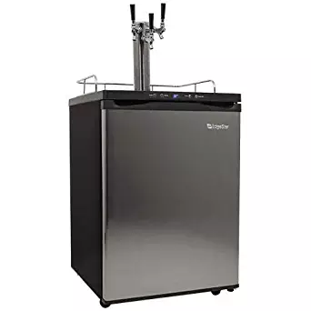 EdgeStar KC3000SSTRIP Full Size Triple Tap Kegerator with Digital Display - Black and Stainless Steel