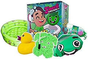 Studio71 Guava Juice Tub Tapper Box - Kids Bathtub Set with Bathtime Accessories with Inflatable Tub, Bath Bombs, Oogi Sponge, Rubber Ducky, and Shower Cap.