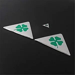 Gavita-Star - For Alfa Romeo Quatrefoil Green Delta For Alfa 147 156 166 159 GT Car Side Splash Guard Emblem Badge Sticker Aluminum+PVC 3Pcs