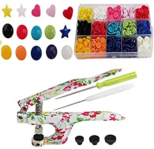 KAMsnaps Starter Case: Heart / Star / Round KAM Snaps Press Pliers for Plastic Snaps No-Sew Buttons Fasteners Setter Hand Tool for Clothes, Cloth Diapers, Bibs (Floral Organizer)