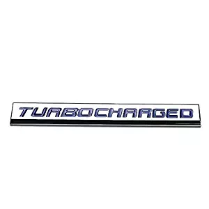 UrMarketOutlet TURBOCHARGED Blue/Chrome Aluminum Alloy Auto Trunk Door Fender Bumper Badge Decal Emblem Adhesive Tape Sticker