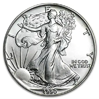 1990 - American Silver Eagle .999 Fine Silver with Our Certificate of Authenticity Dollar Uncirculated