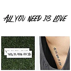 Tattify Beatles Lyrics Temporary Tattoo - Love Love Love (Set of 2) - Other Styles Available - Fashionable Temporary Tattoos - Long Lasting and Waterproof