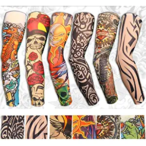 Yariew 6pcs Temporary Tattoo Sleeves, 6pcs Set Arts Temporary Fake Slip On Tattoo Arm Sleeves Kit, Color 12