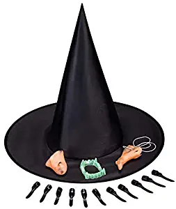 5 in 1 Witch Set for Costume Ball Halloween Party (Nose, Hat, Chin, Teeth, Nails)