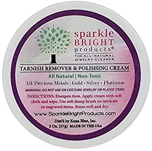 Sparkle Bright All-Natural Jewelry Cleaner - 2oz. Jar, Tarnish Remover and Polishing Cream | Gold, Silver, Platinum Metal Polish for Jewelry Cleaning