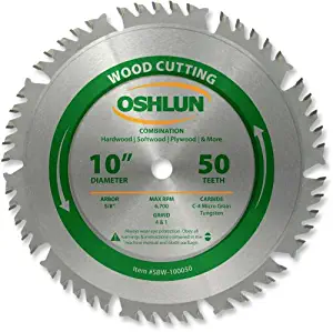 Oshlun SBW-100050 10-Inch 50 Tooth 4 and 1 Combination Saw Blade with 5/8-Inch Arbor