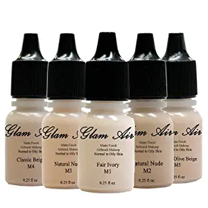 Glam Air Airbrush Water-based Foundation in 5 Assorted Light Matte Shades (for Normal To oily Light/Fair skin)