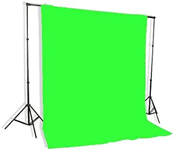 Background Stand Backdrop Support System Kit with 6ft x 9ft Chromakey Green Screen Muslin Backdrop by Fancierstudio 9115+6x9G