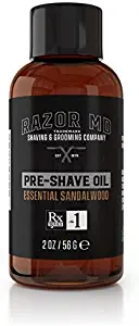 Razor MD Pre-Shave Oil, Essential Sandalwood (2 fl. Oz) - Shaving Tools & Accessories for The Modern Man