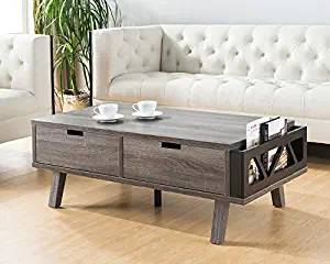 Smart Home 151344CT Modern Coffee Table, Distressed Grey & Black Color, Coffee Table for Living Room