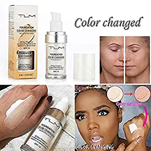 Concealer Cover,TLM Flawless Colour Changing Warm Skin Tone Foundation Makeup Base Nude Face Moisturizing Liquid Cover Concealer for Women Girls SPF15