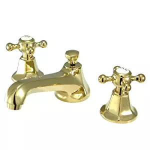 Kingston Brass KS4462BX Metropolitan Widespread Lavatory Faucet with Metal Cross Handle, Polished Brass